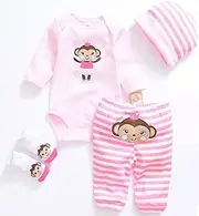 Tatu Reborn Baby Girl Doll Clothes 20-22 Inches Newborn Baby Girl 4 Pieces Accessories Set