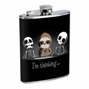 Thinking Sloth Em1 Flask 8oz Stainless Steel Hip Drinking Whiskey