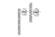 Solid 925 Sterling Silver Asymmetric Bar Stud Earrings