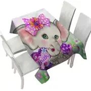 Faith Kids Inspiring Design Cute Girly Elephant Tablecloth