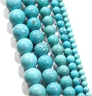 [MURUI] ZP 1strand 4/6/8/10/12mm Blue Turquoises Stone Round Loose Spacer Beads for DIY Bracelet Jewelry Makings Supplies Y1130 (Color : Blue Turquoises, Item Diameter : 10mm)