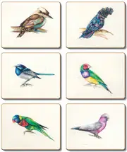 Country Kitchen Away With The Birds Cinnamon Cork Backed Drink Coasters Set 6