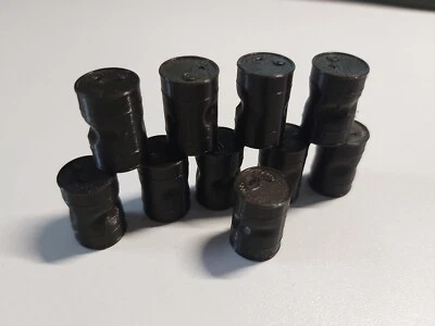 10 x Oil Drums Dented OO Gauge Models Lineside Railway Scenery Black Barrels