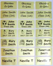96+36 FREE Gold Customised Personalised Name Label Sticker (30*15mm) Dishwasher