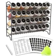 Spice Rack Organizer with 36 Empty Square Spice Jars, 396 Spice Labels with C...
