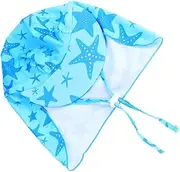 [SHERCHPRY] 1pc Uv Blocking Sun Hat for Children Breathable Lightweight Adjustable Drawstring Chin Strap for Beach (Sun Protection) Blue