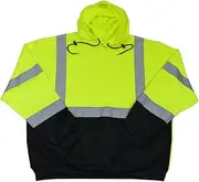 [Petra Roc] LBPUHSW-C3-2X High Visibility ANSI 107 Class 3 Pullover Fleece Hoodie Safety Jacket, XX-Large, Lime/Black