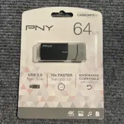 NEW/SEALED PNY USB 3.0 64GB Flash Drive P-FD64GELEDGE-GE Black/Gray 4K Ultra HD