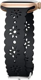 [WJK] Lace Slim Bands Compatible with Apple Watch 38mm 40mm 41mm 42mm Women, Hollow-Out Flower Soft Silicone Sport Replacement Strap for iWatch Series 10 9 8 7 6 5 4 3 2 1 SE Ultra/Ultra 2, Multi Colors