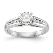 0.16ct. CZ Solid Real 14K White Gold Peg Set Engagement Ring