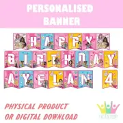 Barbie Girl PERSONALISED Banner Bunting Flag. Party Lolly Bags Cake Balloon
