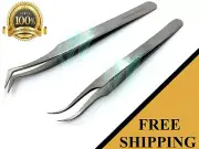 2 Professional False EyelashTweezers Extension Eye Lashes Tools Stainless Steel