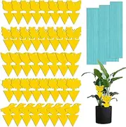 40 Pack Fruit Fly Trap Indoor Yellow Dual Sided Gnat Trap-Sticky Fly Trap-Fruit Fly Trap with Twist Ties,H HOME-MART Insect Catcher Sticky Board for Mosquitoes, Houseplant, Garden