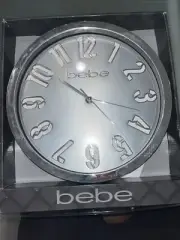 Bebe Wall Clock USA New Silver & Gray