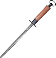 40 cm Japanese Knife Sharpening Honing Rod, Professional Kitchen Knife Sharpener, Japanese High Carbon Round Honing Steel (Acid Wood Handle and Box Package)