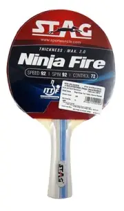 STAG Advanced Rubber Ninja Fire Table Tennis Racquet (Multicolour) 180g