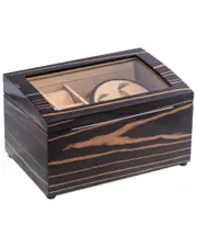 Bey-Berk Burl Wood 2-Watch Winder with Storage for 4 Watches