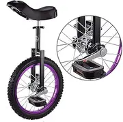 16-Inch Kids Unicycle, Balance Exercise Fun Bike with Comfortable Seat & Skidproof Wheel, for Children from 9-14 Years Old, Purple Durable TDF