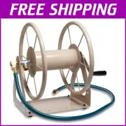 Rust-Resistant 200 Ft Garden Hose Reel, Manual Steel Mount with Non-Skid Boots