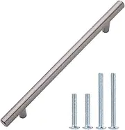 Amazon Basics Euro Bar Cabinet Handle (1.2 cm Diameter), 22 Centimeter Length (16.1cm Hole Center), Satin Nickel, 10-Pack