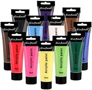 12pcs 75ml/tube Glitter/Normal Acrylic Paint Pigment Art Painting Drawing DIY Wall Painting Graffiti Paint Hand-painted Art Supplies (12pcs normal colors)
