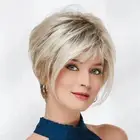 HAIRJOY Synthetic Hair Wig Blonde Short Straight Wig With Bangs for White Women