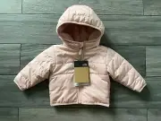 NORTH FACE INFANT REVERSIBLE MOSSBUD FULL ZIP JACKET, PEACH PINK, NWT, 0-3 MOS
