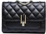 Womens Quilted Crossbody Purse Small Quilted Handbags Chain Bag Leather Purseblack gold