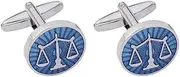[Generic] Round scale blue oil dripping Cufflinks men's French shirt accessories business sleeve studs