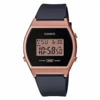 在飛比找momo購物網優惠-【CASIO 卡西歐】簡約電力數位樹脂腕錶/黑x古銅框(LW