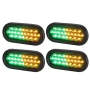 6.3" Oval Amber/Green Strobe Lights 24LEDs Recessed Mount w/Flash Patterns fo...