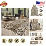 Fluffy Indoor Cheetah Print Rug 6.2x8.2 ft - Perfect for Rustic Living Spaces