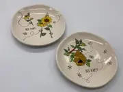 Bumble Bee Lot of 2 Dishes 6.5" Dessert Appetizer Plates Flower & Honey Beehive