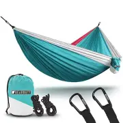 Double Parachute Camping Hammock Sky Blue / Pink / White