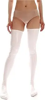 [Ftshist] Women's Thigh High Shiny Wet Look Stockings Faux Patent Leather Over Knee Long Socks Costume Set