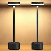CyperEver 2 Pack Rechargeable Table Lamp - Portable Cordless Table Light with Rechargeable Battery, 3 Colors Battery Operated Touch Lamp - Wireless LED Table Lamp for Outdoor, Bedroom, and Home Use