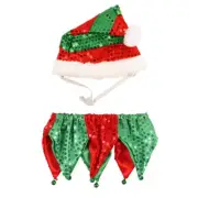 Christmas Elf Costume Dogs Cats with Hat Festive Holiday Outfit for Pets