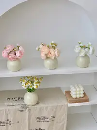 在飛比找松果購物優惠-奶油風陶瓷花瓶歐式簡約ins風擺件裝飾品客廳電視櫃玄關裝飾 
