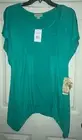 New ONE WORLD Eyelet Front Flutter Sleeve Top T-Shirt S Bahama Teal NWT