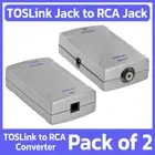 2 Pack TOSLink to RCA Adapter Fiber Optic Digital to RCA Analog Audio Converter