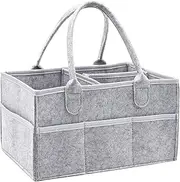 Baby Nappy Caddy Organiser, Multifunctional Upgrade Felt Newborn Baby Diaper Caddy Nursery Portable Storage Wipes Bag Detachable Paste Dividers Nappy