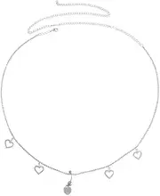 [Weiara] Heart Waist Chain for Women Fashion Sparkle Silver Waist Chain Sexy Bikini Silver Belly Chain for Body Jewelry
