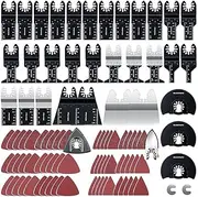 [CONNOO] 96 Pack Oscillating Saw Blades, Oscillating Tool Blades with Sandpaper, Multitool Bi-Metal Blades Kits for Wood Metal Plastics Quick Release Fit Dewalt Ryobi Milwaukee Rockwell Makita