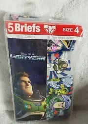 Disney Pixar Lightyear Boys' 5 Pack Briefs Size 4/New
