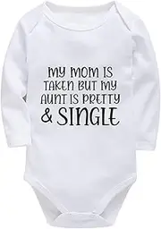 [WOOYONGING] My Mom Is Taken But My Aunt Is Pretty & Single Plain Onesie Long Sleeve Baby Boy Going Home Outfit Newborn White