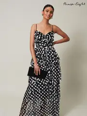 Phase Eight Black Polka Dot Avianna Tulle Maxi Dress (N45067) | $358
