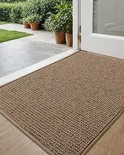 DEXI Front Door Mat Indoor Rugs for Entryway, Trap Dirt Non Slip Low Profile Absorbent Washable Doormat Entry Rug for Inside Home Entrance, 80 x 120 cm, Beige