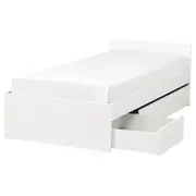 VIHALS bed frame with 2 storage boxes, white/Luröy, Single