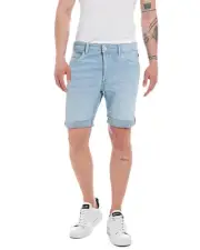 Replay Anbass Light Blue Denim Shorts Relaxed Fit Men