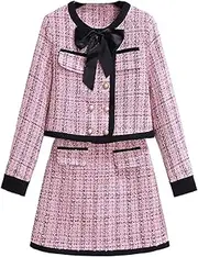 [UKTZFBCTW] Small Fragrant Style Suit Skirt for Women Spring Two-Piece Set